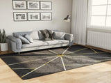 Rug Washable Black and Gold 160x230 cm Anti Slip 136618