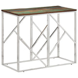 Console Table Silver Stainless Steel and Solid Wood Reclaimed 349992