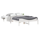 Bed Frame with Side Tables White 140 x 220 cm Solid Pine Wood 873248