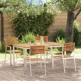 Garden Dining Set 5 pcs Solid Acacia Wood and Stainless Steel 3334775