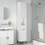 Bathroom Cabinet with Door High Gloss White 31.5 x 33 x 190 cm 883408