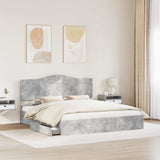 Storage Bed Concrete Grey 200 x 200 cm Engineered Wood 3413474