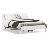 Bed Frame without Mattress White 150x200 cm King Size Solid Wood Pine 3328230