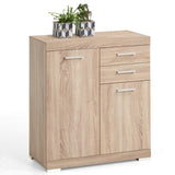 ZNTS FMD Dresser with 2 Doors and 2 Drawers 80x34.9x89.9 cm Oak 428703