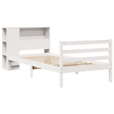 ZNTS Bookcase Bed without Mattress White 100x200 cm Solid Wood Pine 3321878