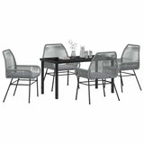 Garden Dining Set with Cushion 5 pcs Grey Poly Rattan 3380885