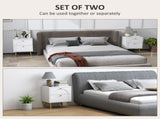 2-Drawer Bedside Table Set of 2 - White T3398P342238