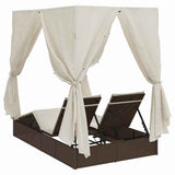 Double Sun Lounger with Roof Brown 205 x 129 x 200 cm PE rattan 3376128