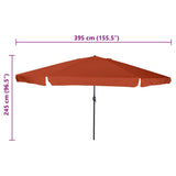 Garden Parasol Terracotta 394 x 394 x 248 cm 42003641