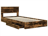 Storage Bed with Drawer Smoked Oak 100 x 200 cm Engineered Wood 3408491