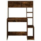 Desk with Shelves Smoked Oak 100x45x140 cm Engineered Wood 860440