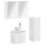 Bathroom Furniture Set 4 pcs White Engineered Wood and Glass 3407423