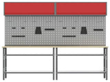 Work Bench Set with Lock 8 pcs Red and Grey Powder-Coated Steel 3321505