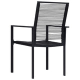 Dining Set Black Glass, Powder-coated steel, PVC hollow rattan 3060261