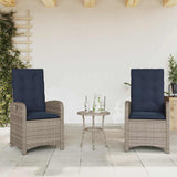 Reclining Garden Chairs 2 pcs with Cushions Grey Poly Rattan 365175
