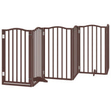 Dog Gate with Door Foldable 6 Panels Brown Oak 300 cm Poplar Wood 352231