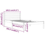 Bed Frame without Mattress Solid Wood Pine 100x200cm 810420