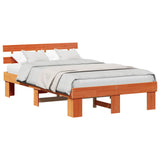 Bed Frame with Headboard Wax Brown 135 x 190 cm Solid Pine Wood 872451