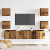 Wall Mounted TV cabinets 6 pcs Old Wood Engineered Wood 3328967