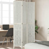 Room Divider 3 Panels White Solid Wood Paulownia 358672