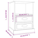 ZNTS Bedside Cabinet White 43x36x60 cm 816328