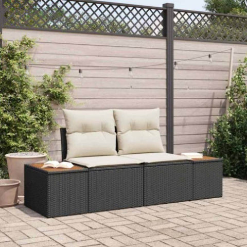 Garden Sofa Black 184 x 62 x 85cm Poly Rattan 42006817