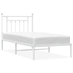 Metal Bed Frame without Mattress with Headboard White 80x200cm 353577