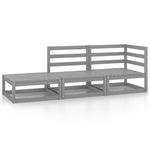 ZNTS 3 Piece Garden Lounge Set Grey Solid Pinewood 3075471