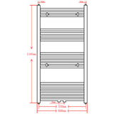 Black Bathroom Central Heating Towel Rail Radiator Straight 600x1160mm 141908