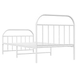 Bed Frame White Steel Single Bed Frame Rectangular Durable 353696