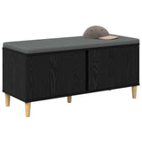 Hall Bench with Cushion with Storage Black Oak 100 x 38 x 46 cm 891537