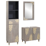 Bathroom Cabinet Set with Drawer 3 pcs Grey Solid Mango Wood 3310154