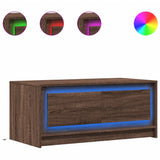 Coffee Table with LED Lights Brown Oak Engineered Wood 851990
