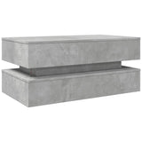 ZNTS Coffee Table with LED Lights Concrete Grey 90x50x40 cm 839864