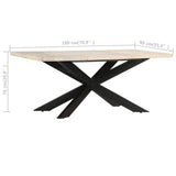 ZNTS Dining Table 180x90x76 cm Solid Bleached Mango Wood 285964