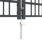 Fence Gate with Spear Top with Lock Grey 404 x 100 cm Steel 42009048