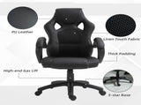 Office Chair Faux Leather Swivel Computer Desk Chair for Home Office with Wheels Armrests Black T3398P328248