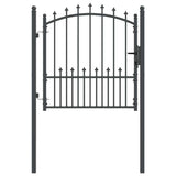 Fence Gate with Spikes Grey 100 x 100 cm Powder-coated steel 42009017