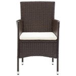 3 Piece Garden Dining Set Poly Rattan and Tempered Glass Brown 3095931