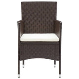 3 Piece Garden Dining Set Poly Rattan and Tempered Glass Brown 3095931