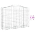 Arched Gabion Baskets 12 pcs 200x50x140/160 cm Galvanised Iron 3145692