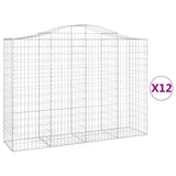 Arched Gabion Baskets 12 pcs 200x50x140/160 cm Galvanised Iron 3145692