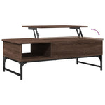 ZNTS Coffee Table Brown Oak 100x50x35 cm Engineered Wood and Metal 845395