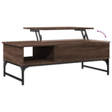 ZNTS Coffee Table Brown Oak 100x50x35 cm Engineered Wood and Metal 845395