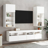 5 Piece TV Wall Units with LED White Engineered Wood 3216743