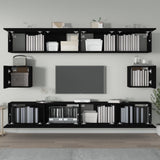 6 Piece TV Cabinet Set Black Engineered Wood 3114367