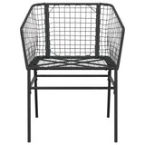 9 Piece Garden Dining Set Black Poly Rattan Glass 3334589
