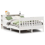 ZNTS Bookcase Bed without Mattress White 120x190 cm Small Double Solid Wood Pine 3323195