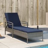 Sun Lounger Reclining Grey 63 x 200 x 81 cm Poly rattan 368305