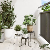 Plant Stands 3 pcs Black and White Ceramic 4003395